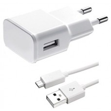 Мрежово зарядно устройство No brand, 5V/1A, 220V,1 x USB, С Micro USB кабел, Бял - 14961
