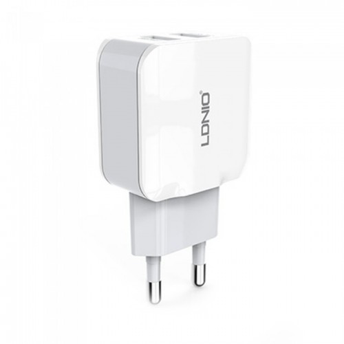 Мрежово зарядно устройство, LDNIO A2202, 5V 2.4A, Универсално, 2 x USB, без кабел, Бял - 14368 Мрежово зарядно устройство, LDNIO A2202, 5V 2.4A, Универсално, 2 x USB, без кабел, Бял - 14368