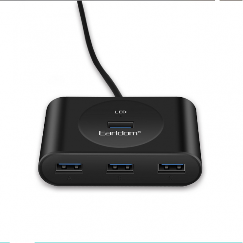 USB хъб Earldom HUB03, USB 2.0, 4 Порта, Черен - 12066