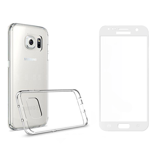 Комплект стъклен протектор със силиконови ръбове + Калъф, Remax Crystal, за Samsung Galaxy S7, Бял - 52239 Комплект стъклен протектор със силиконови ръбове + Калъф, Remax Crystal, за Samsung Galaxy S7, Бял - 52239