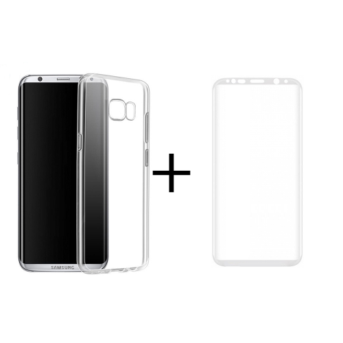 Комплект стъклен протектор + Калъф, Remax Crystal, за Samsung Galaxy S8 Plus, Бял - 52304